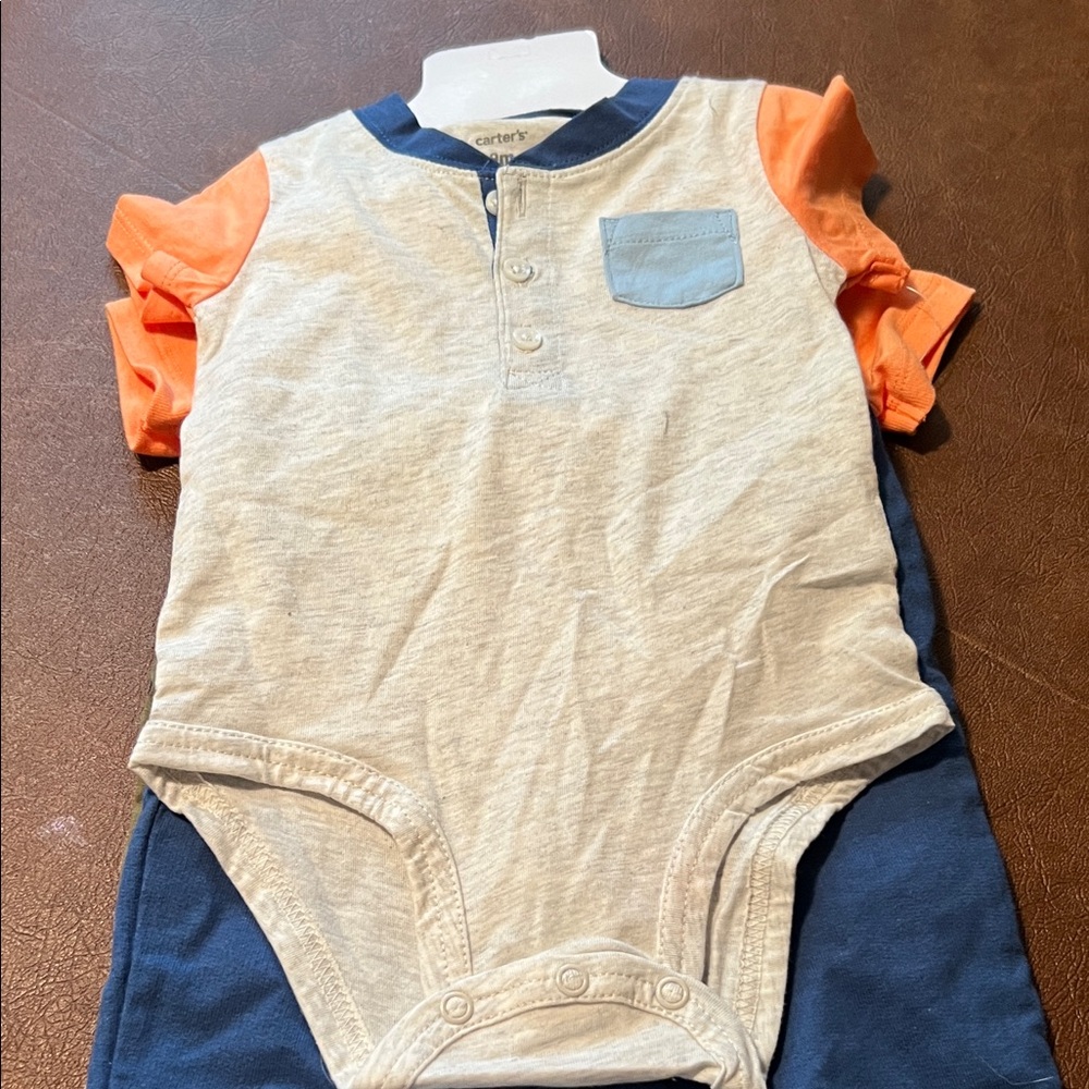 Carter's Orange Dinosaur Bodysuit Set - Picture 3 of 4